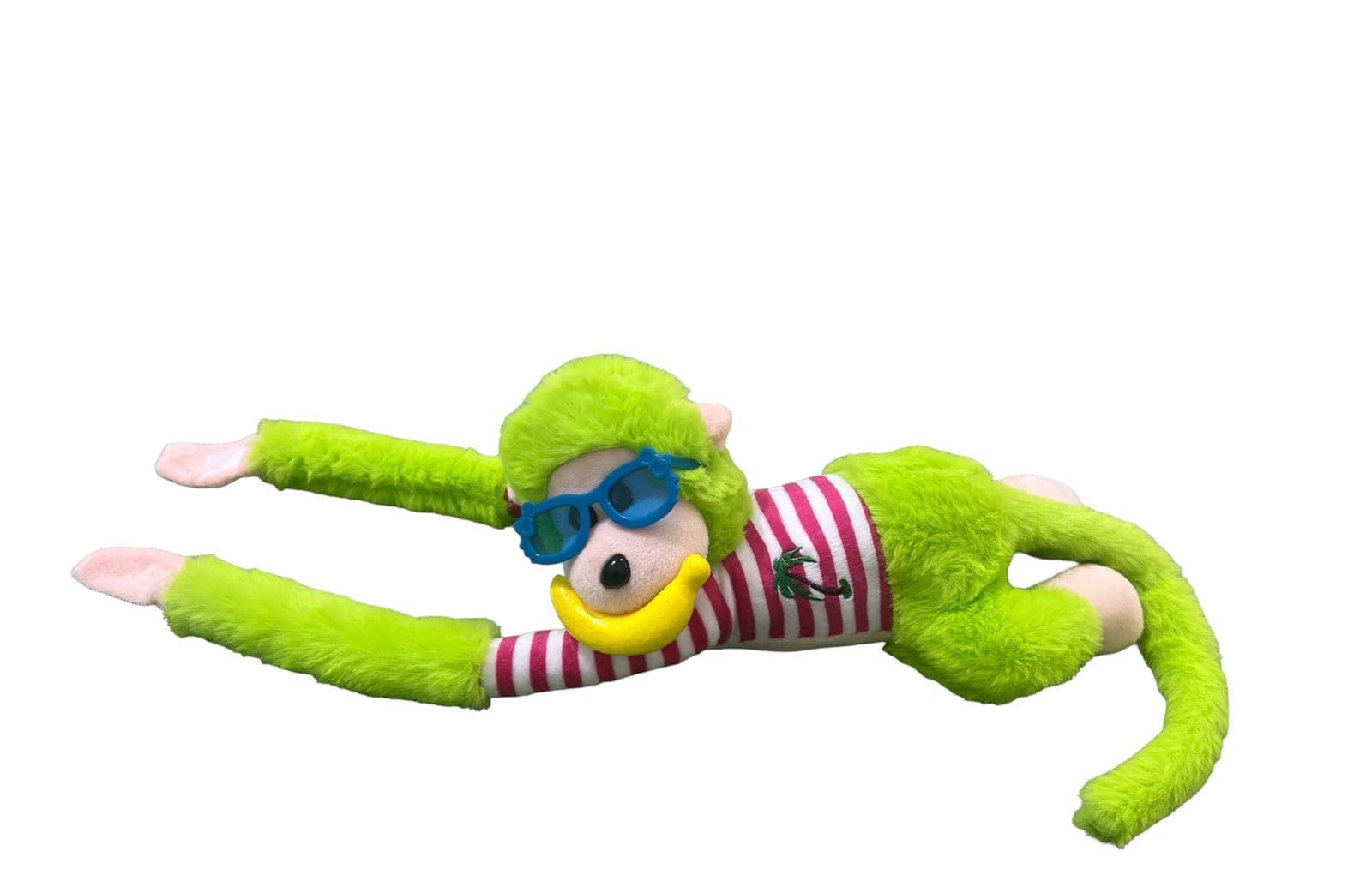 Plush sun glassMonkey Toy With Long Arms And Tail EATING BANANA (GREEN)