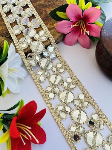 Dentelle zari dorée indienne de 5,8 cm de large pour customiser vos robes - 4