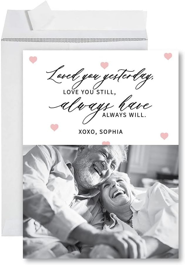 Andaz Press Personalized Giant Valentines Day Card with Envelope 8.5X11, Custom Love You Still Always Will, Custom Photo Big Valentines Day Card For Wife Husband Couples Women Men Him Her 1-Pack