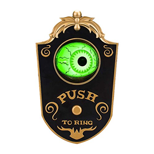 On'h Animated Eyeball Halloween Doorbell Decorations Light Up Talking Eyeball Doorbell (Black)