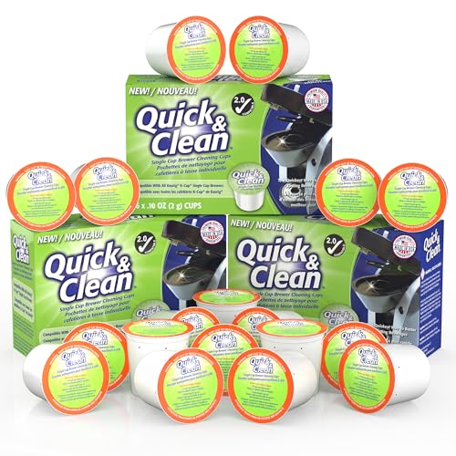 Quick & Clean [18-Pack] Cleaning Pods - K Cup Cleaner Pods for Keurig - 2.0 Coffee Machine Compatible, Removes Stains, Non-Toxic and Eco-Friendly