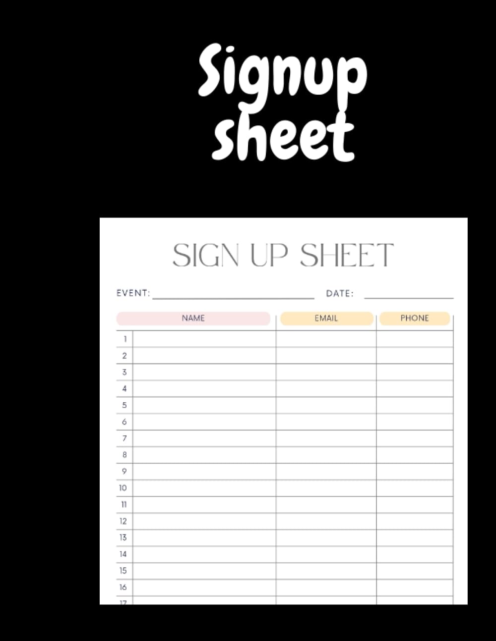 SIGNUP SHEET: SIGNUP SHEET NOTEBOOK