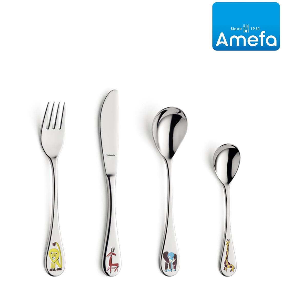 Amefa 4 Piece Kids Flatware Set Safari