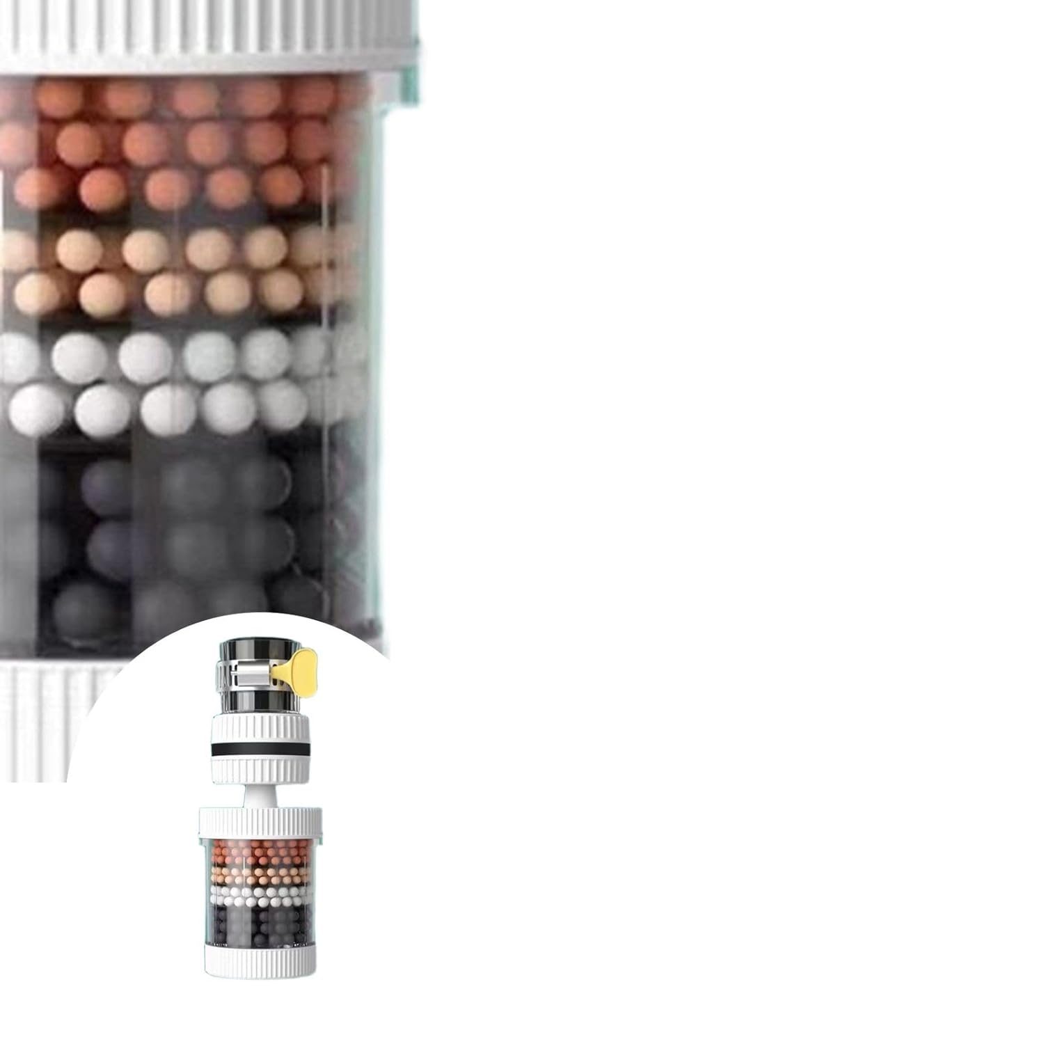 Faucet Water Filter for Kitchen Sink – 360° Swivel, Tool-Free Installation, 6-Stage Filtration for Sediment and Odor Reduction (White,4.72×1.18×1.18in)