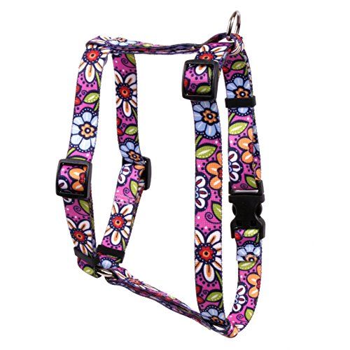 Image of Yellow Dog Design Pink Garden Roman Style H Dog Harness, X-Small-3 /8 Wide and fits Chest of 8 to 14 inch