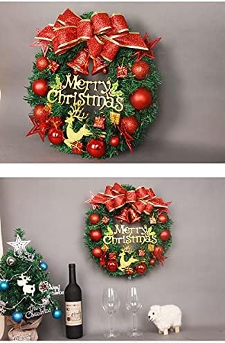 30CM Christmas Wreath,12 Inch Pre-lit Artificial Christmas Ornament,Artificial Pine Garland with Lights for Xmas Decorations Front Door Table Window Wall Stairs Decor (Red B-30CM)