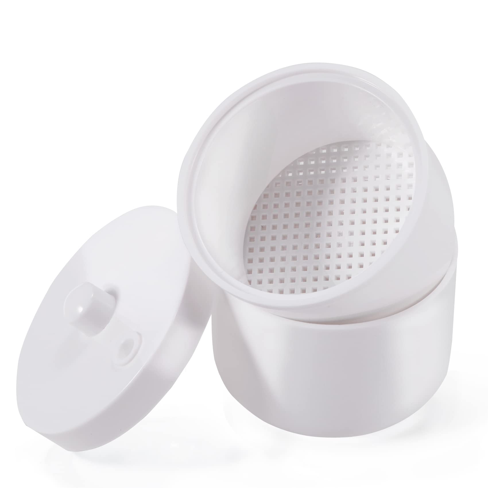 Photo 1 of Annhua Dental Bur Holder Cleaner Plastic Dental Bur Box with Strainer and Vent Plug, Round Burs Soak Box for Clinics and Nail Salons Cleaning, Soaking - White