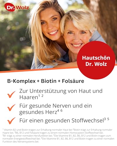 Dr. Wolz B-Komplex + Biotin + Folsäure Hefetabletten, zur zusätzlichen Versorgung mit Vitaminen des B-Komplexes (B1, B2, B6, B12, Biotin, Folsäure) 300 Tabletten