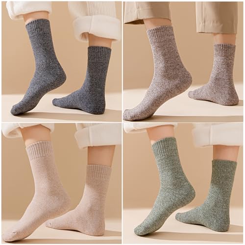 Image of Josnown Thermal Warm Boot Socks for Women, 5 Pairs Winter Thick Cozy Hiking Crew Comfy Socks Full Cushioned, Size 5-10