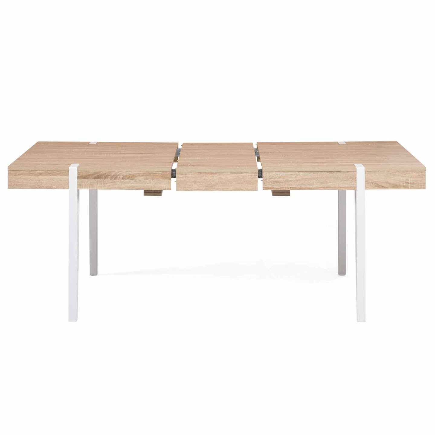 IDMarket - AUSTRIA Tavolo da pranzo rettangolare allungabile per 6-10 persone con gambe a spillo bianche 160-200 cm