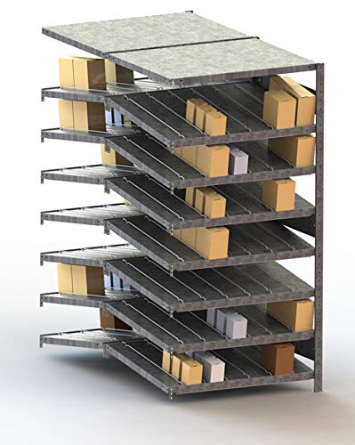 Schrägbodenregal Clip 14° S3 DAR 2000 x 1000 x 1000 (2 x 500) vzk kpl. (KANBAN) Doppelzeiliges Regal mit 16 Böden (230 kg Tragkr.)