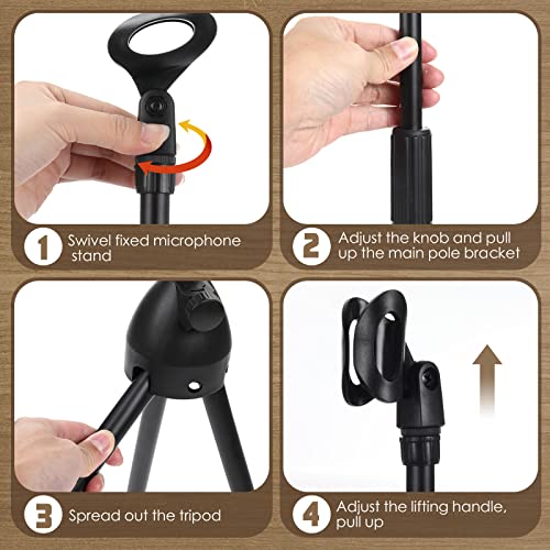 Hoteam 12 Pieces Adjustable Height Microphone Tripod Stand Adjustable Microphone Stand Adjustable Karaoke Mic Holder Speech Universal Floor Standing For Singing Live Stream Stage, Total Height 60 #TOP3