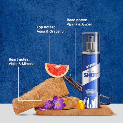 Image of Layer'r Shot Deep Desire Body Spray Combo for Men 2x135ml | Premium Long-Lasting Aqua-Floral Fragrance with Warm Amber Finish | Bold Masculine Deodorant | Ideal Perfume For Daily Use | Gift For Men