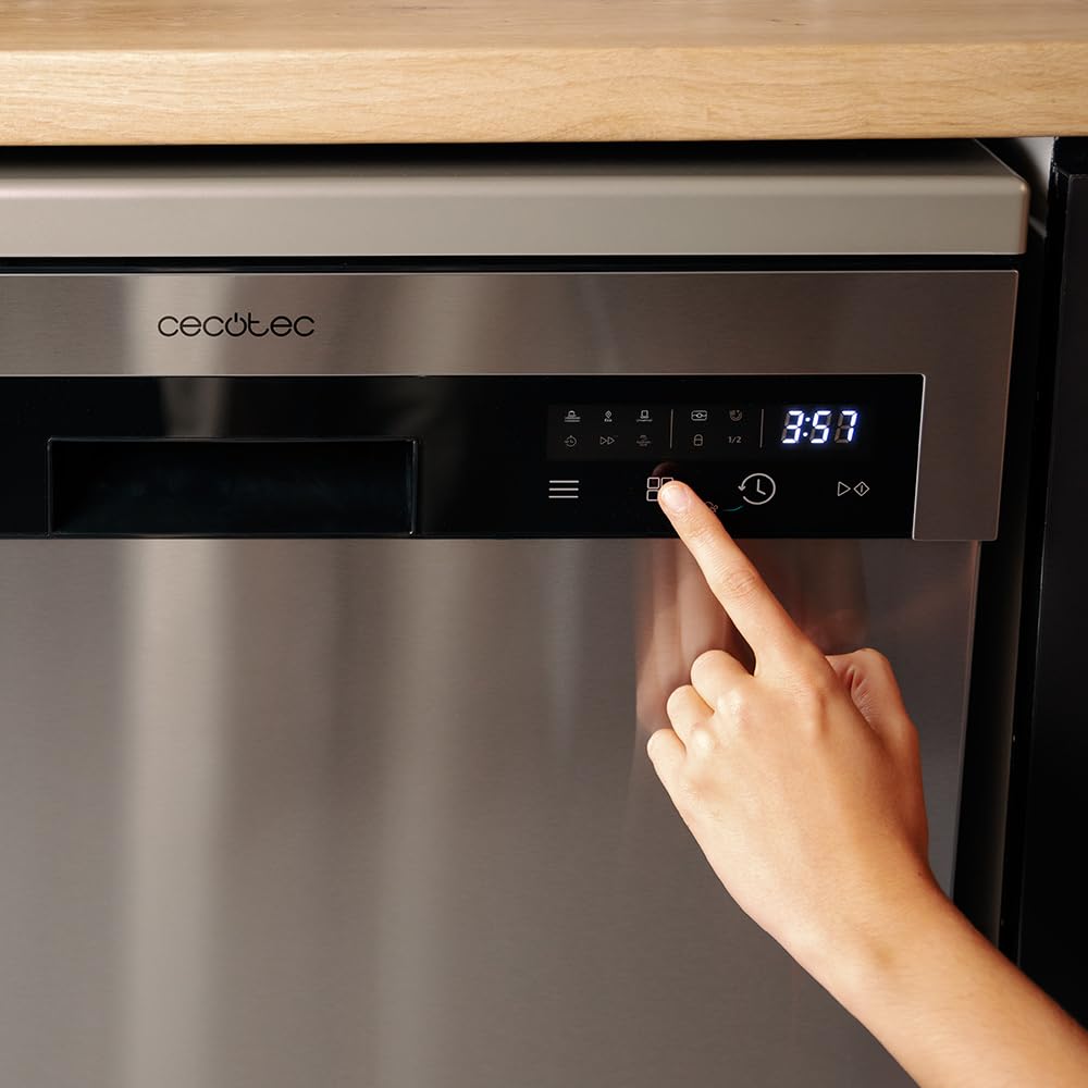Cecotec Lavavajillas Libre Instalación 60cm Bolero Aguazero 6110 Inox. 1850W, 13 Cubiertos y 6 Programas, Función Media Carga, Programa 3 en 1, Delay Start, Dry+, FullTouch y ChildLock, Inox — view 6
