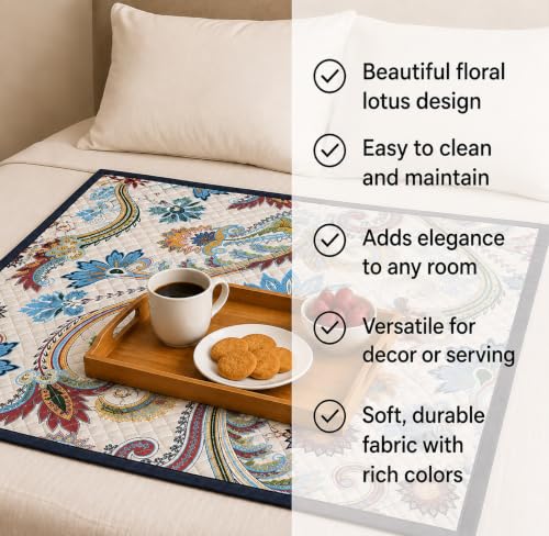 Image of Homerz Premium Reversible Bed Server | 30x30 Inch Quilted Waterproof Fabric | Foldable Dining Mat for Bed, Sofa & Floor Use (Orbit, 30x30)