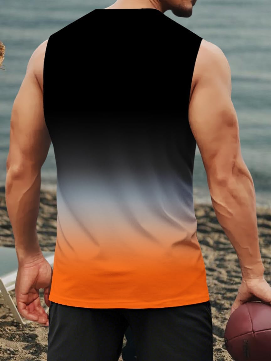 Mens Graphic Tank Tops Workout Sleeveless Shirts Hawaiian Palm Tree Vacation Tanks for Men Summer Beach T-Shirt - Image 2