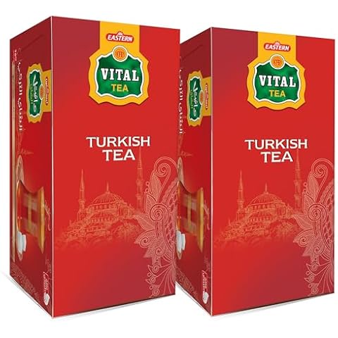 Eastern Vital Turkish Tea Black Bulk Box, Count of 25 Black Tea Bag, Flavourful Taste of Black, Freshly Packed with Heritage Taste of Turkish Tea Bags, Traditional Turkish Çay, Caffeinated Tea (Pack of 2) Cover