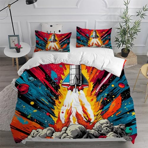 Housse de couette space rocket sous le ciel cosmique pour s'endormir - 6