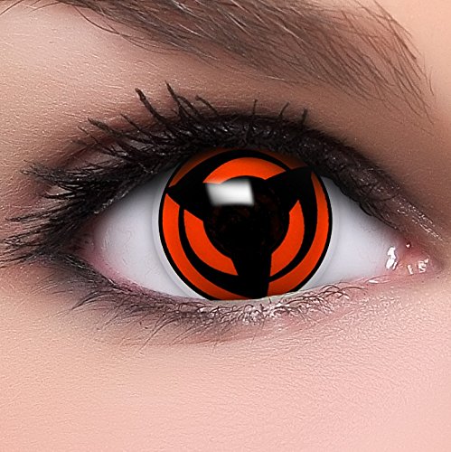 Linsenfinder Sharingan Kontaktlinsen mit Stärke 'Mangekyou' + Behälter Farbige Kontaktlinsen perfekt zu deinem Anime Cosplay Kostüm