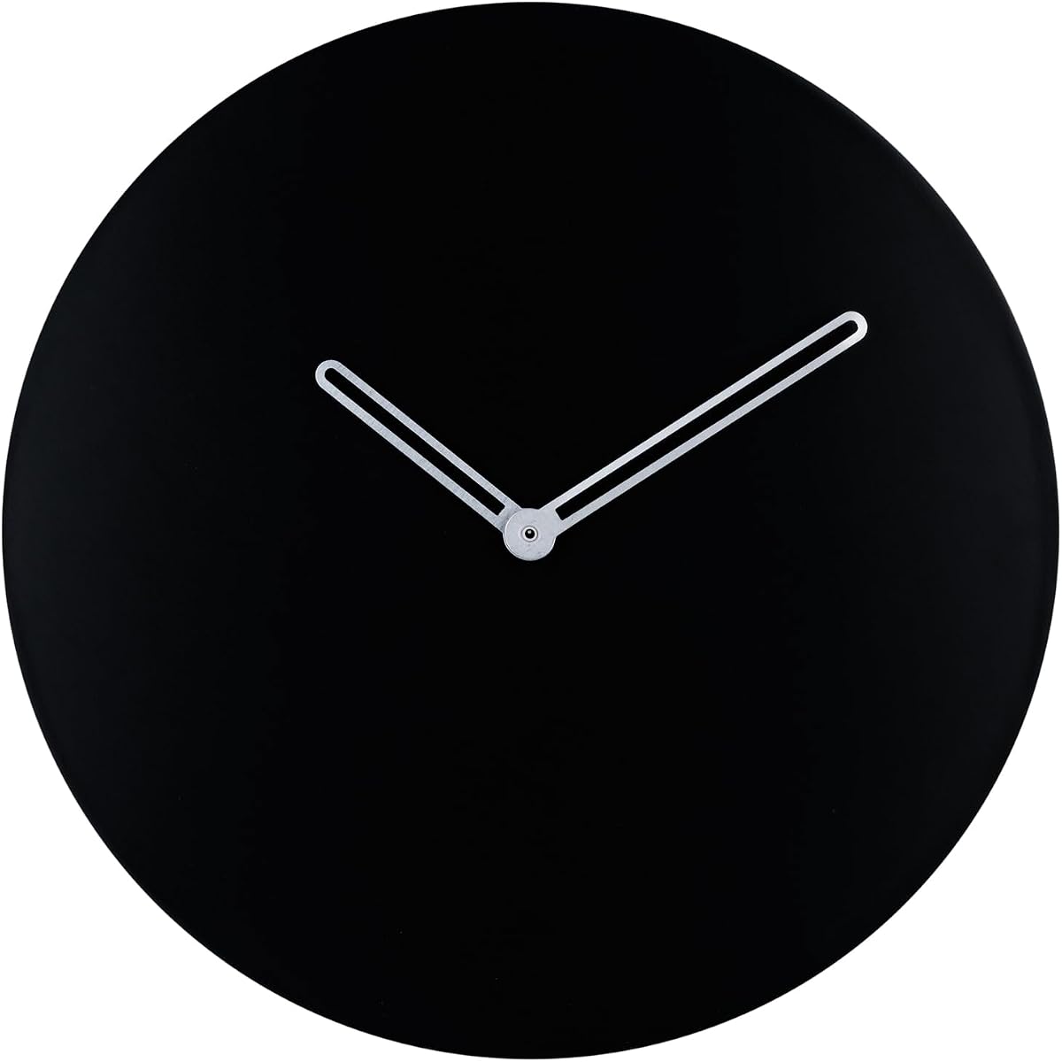 Wall Clock with glossy sliver hands, Black MDF wooden clock, 24 cm size, Minimalistic desgin (Battery not included)