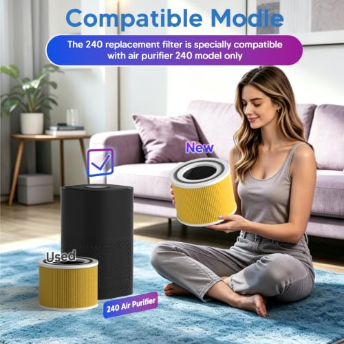 Image of 240 Replacement Filter Compatible With PURO 240 Air Purifier, 4 Pack