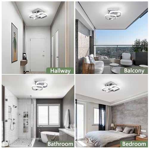 Image of EIDISUNY LED Ceiling Light Modern Ceiling Light Silver Square Simple Ceiling Fixture LED for Corridor Kitchen Stairs Hallway Study Room Bedroom Living Room - Chrome 22W (Cold White Light 6000K)