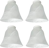 LHLYCLX 4 Pack Alabaster Bell Shaped Ceiling Fan Light Covers - 2.17" Fitter Replacement Glass Shades, Transitional Style 4-3/4"