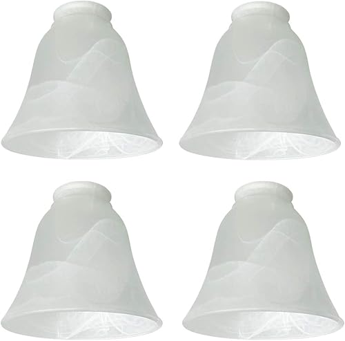 Paquete de 4 cubiertas de luz para ventilador de techo, pantallas de vidrio de repuesto con forma de campana de estilo transicional, globos de