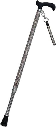 Miniatura 2 de Jacqueline Kent JKC106.AB - Caña de azúcar con mango negro y cristal de aluminio con correa de muñeca a juego ajustable de 23.5 a 40.25 pulgadas