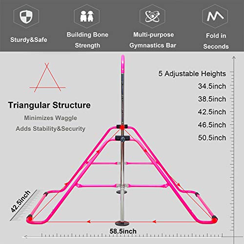 Reliancer Expandable Gymnastics Bars Junior Training Bar Adjustable Height Gymnastic Horizontal Bars Children Folding Training Monkey Bars Child Gym Climbing Tower Kip Balance Bar For Kids Gymnasts #TOP3