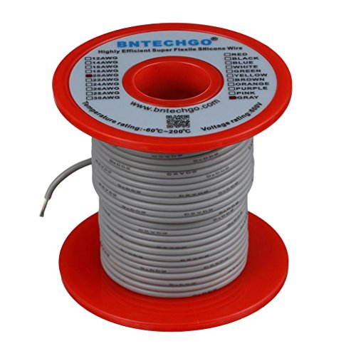 BNTECHGO 20 Gauge Silicone Wire Spool Gray 100 ft Ultra Flexible High Temp 200 deg C 600V 20 AWG Silicone Rubber Wire 100 Strands of Tinned Copper Wire Stranded Wire for Model Low Impedance - Image 2