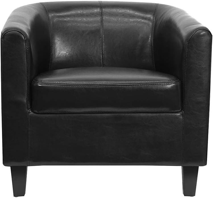 Flash Furniture Katie Sillón de cuero negro suave | Construcción duradera, uso comercial
