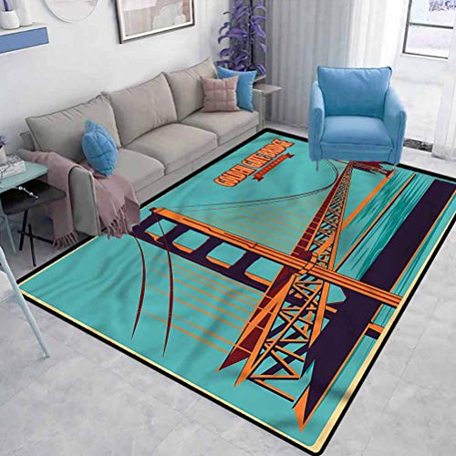 Vintage Outdoor Carpeting, Golden Gate Bridge in USA Carpet Runners for Hallway,Carpets