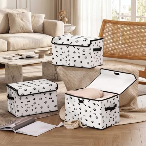 Image of Stackable Storage Bins with Lids,Closet Organizers Fabric Box for Home and Office,Blanket Clothes Organizers,Under Bed Storage Containers 3 Pack