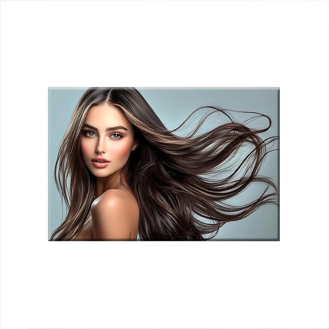 Woman Flowing Brown Hair Beauty (Framed,12x18 inch)