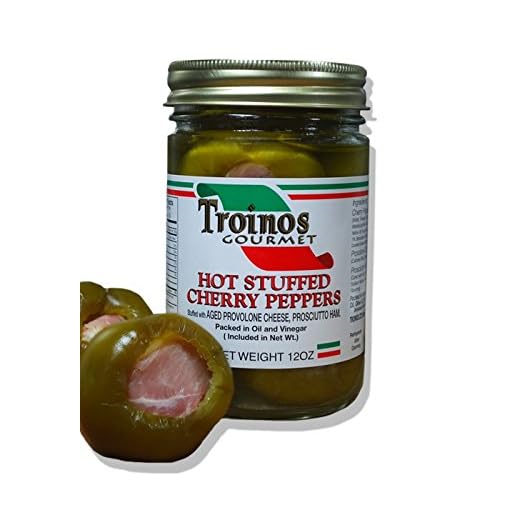Troino's Gourmet Hot Stuffed Cherry Peppers with Prosciutto & Provolone, 12 Ounce
