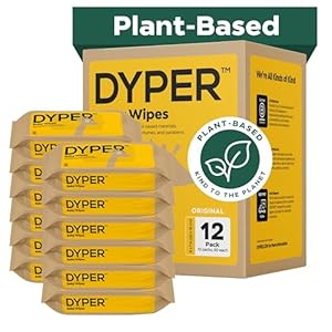 DYPER Baby Wipes | 99% Water | 100% Plant-Based | Hypoallergenic for Sensitive Skin | Fragrance Free | Plastic-Free | 12 Pack, 720 Wipes