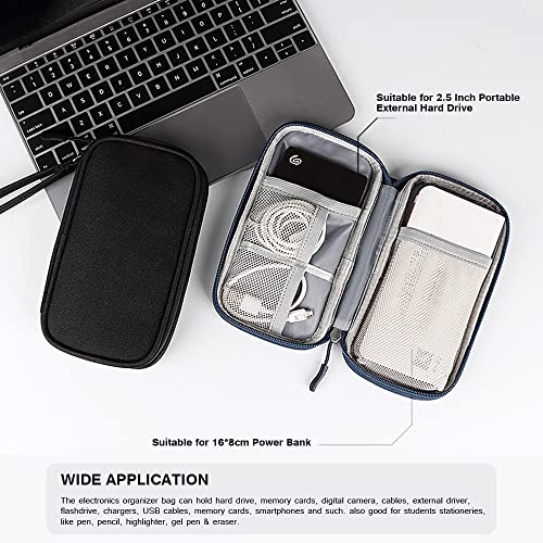Electronics Carrying Pouch Case Bag Cable Charger Organizer Case Travel Shockproof Cord Case For Cellphone Earphone Powerbank Usb Hard Drive Sd Card Memory Cards Cables External Driver (A-S-Black) #TOP4