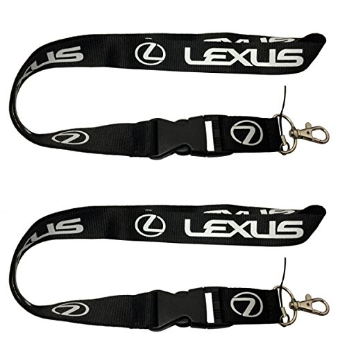 2pcs Set Black Lexus Auto Lanyard Workout Gear Office and Auto Car Keychain Accessories Motorbike Superbike Lanyard with Webbing Strap Quick Release Buckle