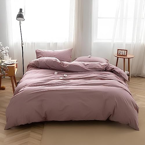 Juego de cama lavable de algodón transpirable con fundas de almohada rosa 2