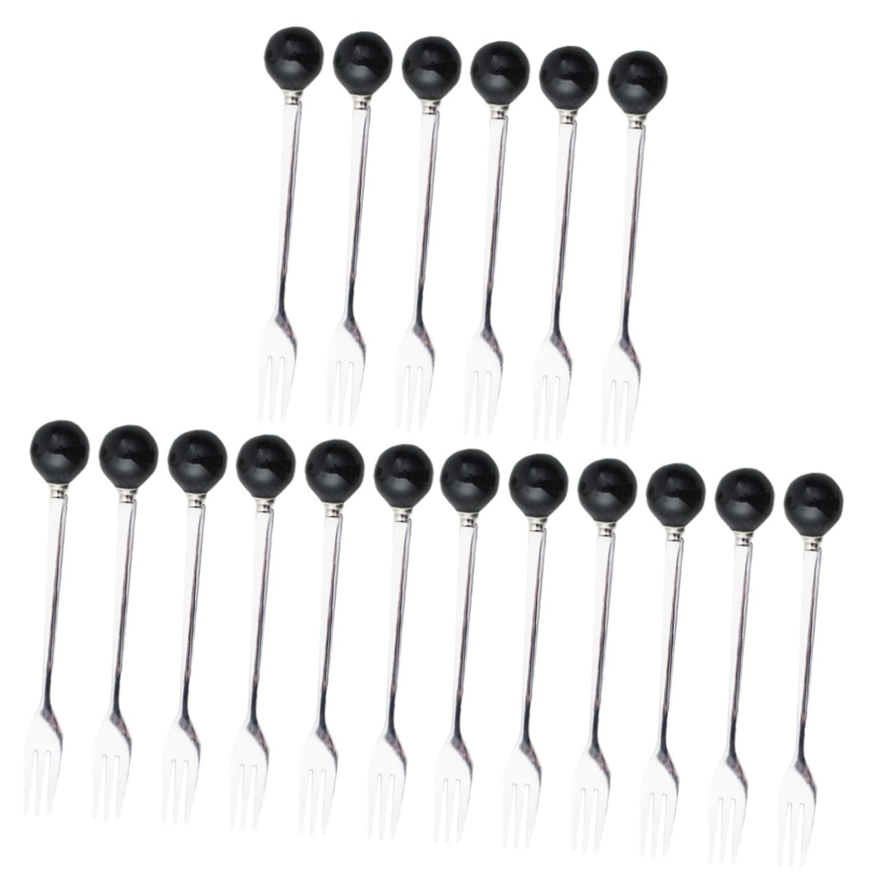 Amosfun 18 Piezas Vajilla para el hogar tenedores para servir tenedores de postre cuchillería cucharas soperas cucharillas postre tenedor de e tenedor de helado Black
