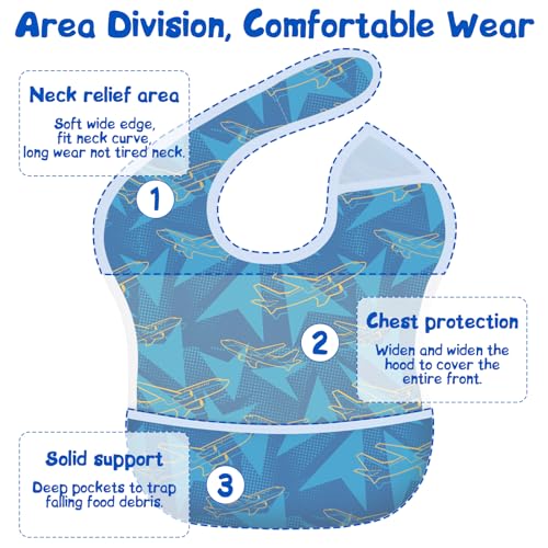 Mess Proof Baby Bibs, Waterproof Baby Apron for Boy and Girl, Kids Essentials Travel Baby Bibs Eating Feeding Bibs4