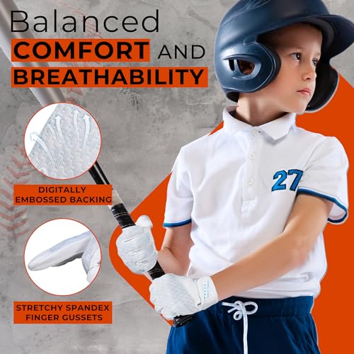 Image of HANDLANDY Baseball Batting Gloves for Adult Youth, Grip Breathable Softball Batting Gloves Fit Men Kids Boys Girls