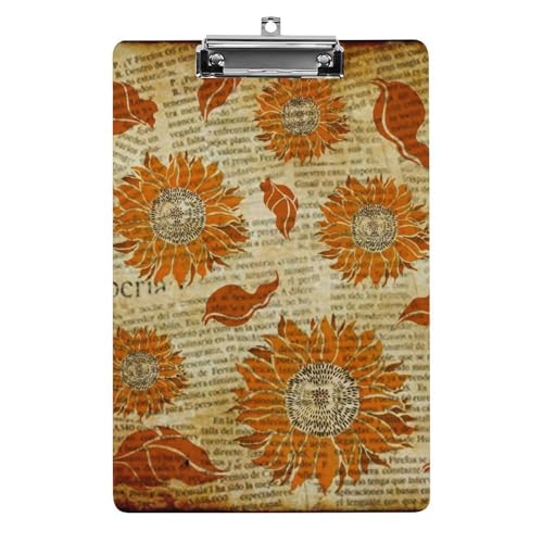 ヴィンテージ ひまわり 花柄 会議パッド アクリル板 ワードパッド ライティングパッド プレートクランプ フォルダーボード 壁掛け 便利 文房具 クリップホルダ ルーズリーフバインダー フォルダ 書類ホルダー 用箋挟み A4 オフィス用品