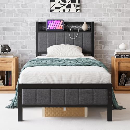 Borphom Letto singolo con stazione di ricarica, letto per ospiti,