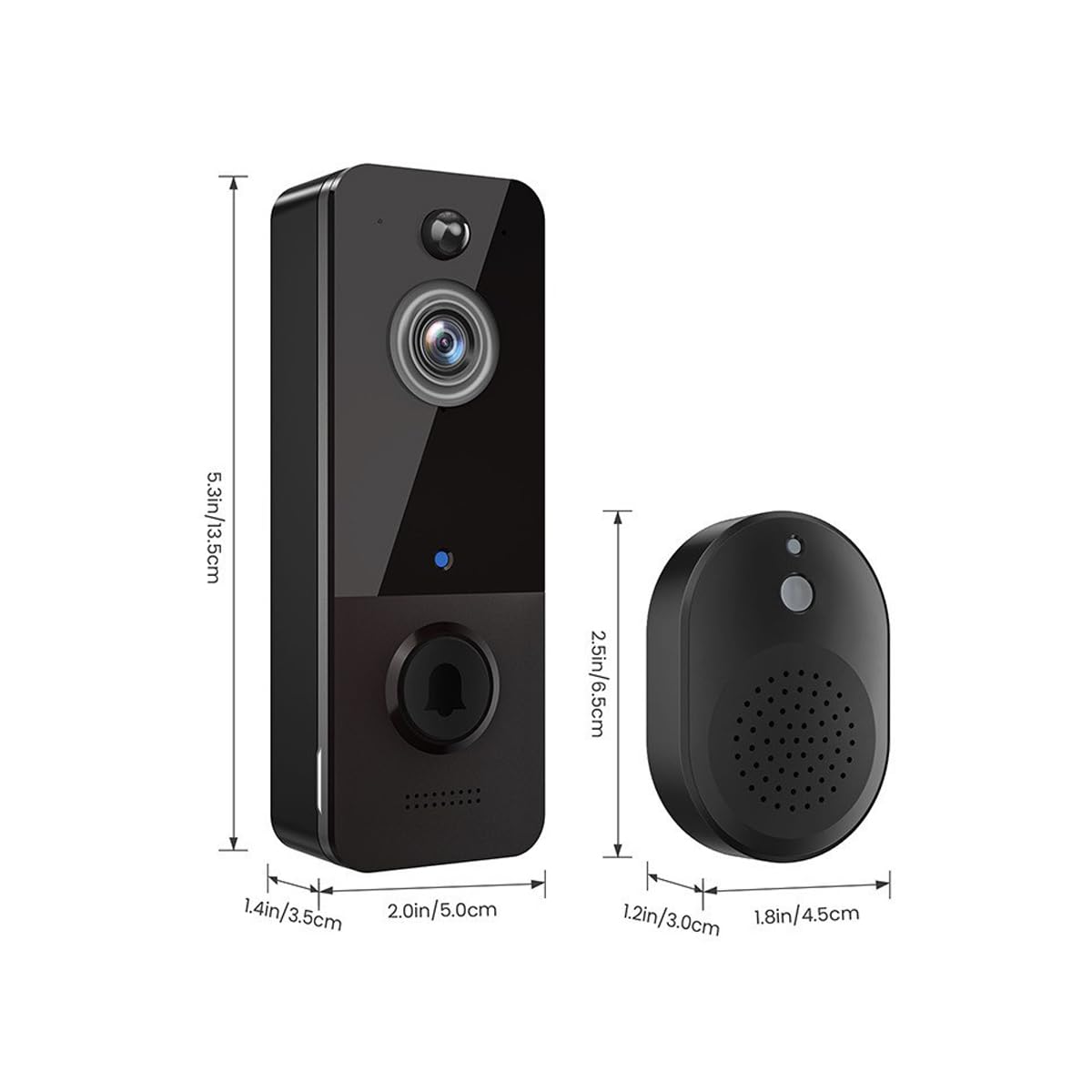 Sonnette vidéo avec caméra, Sonnette vidéo sans Fil HD avec Sonnerie, Sonnette Intelligente avec Batterie, Vision Nocturne, Judas électronique à Distance