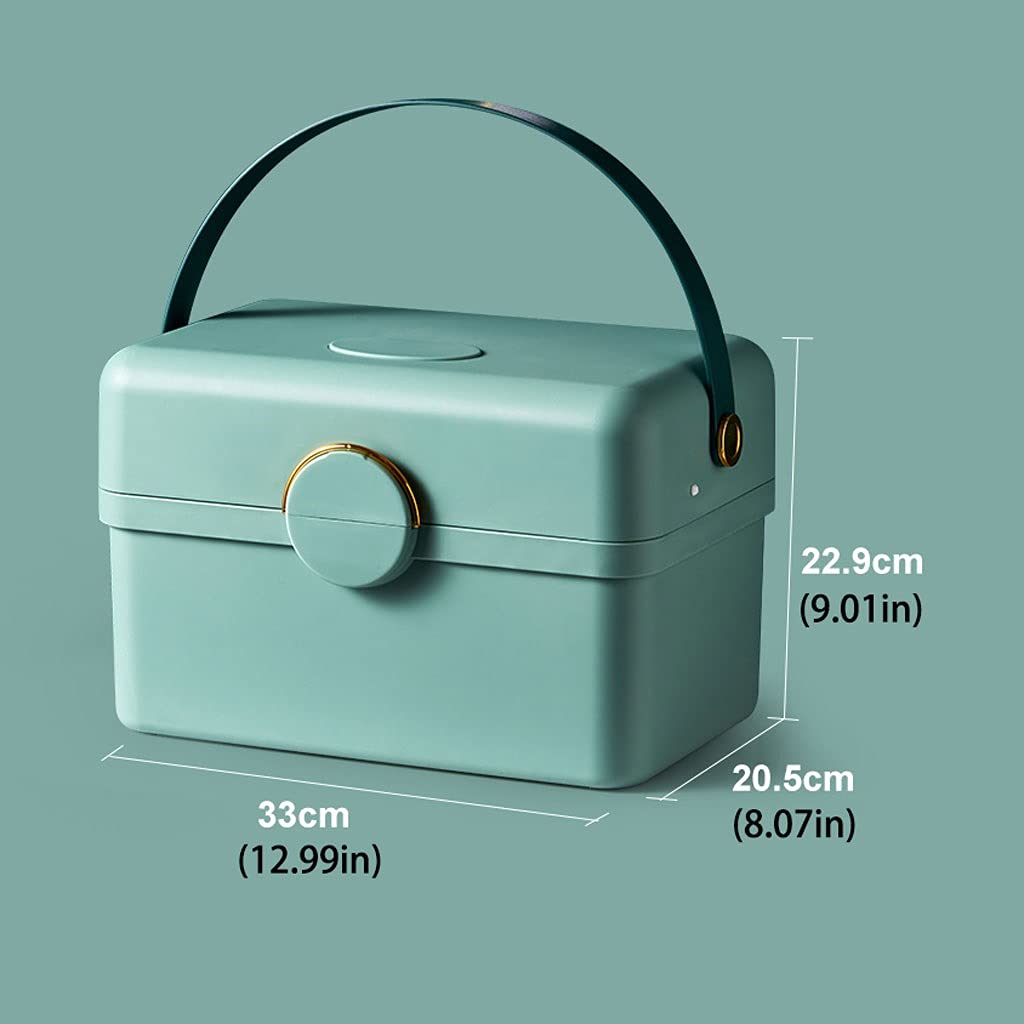 Kit de primeros auxilios, caja médica portátil, almacenamiento de tres capas con asa, estuche compacto de primeros auxilios para el hogar de 12.99 pulgadas, suministros esenciales para atención de