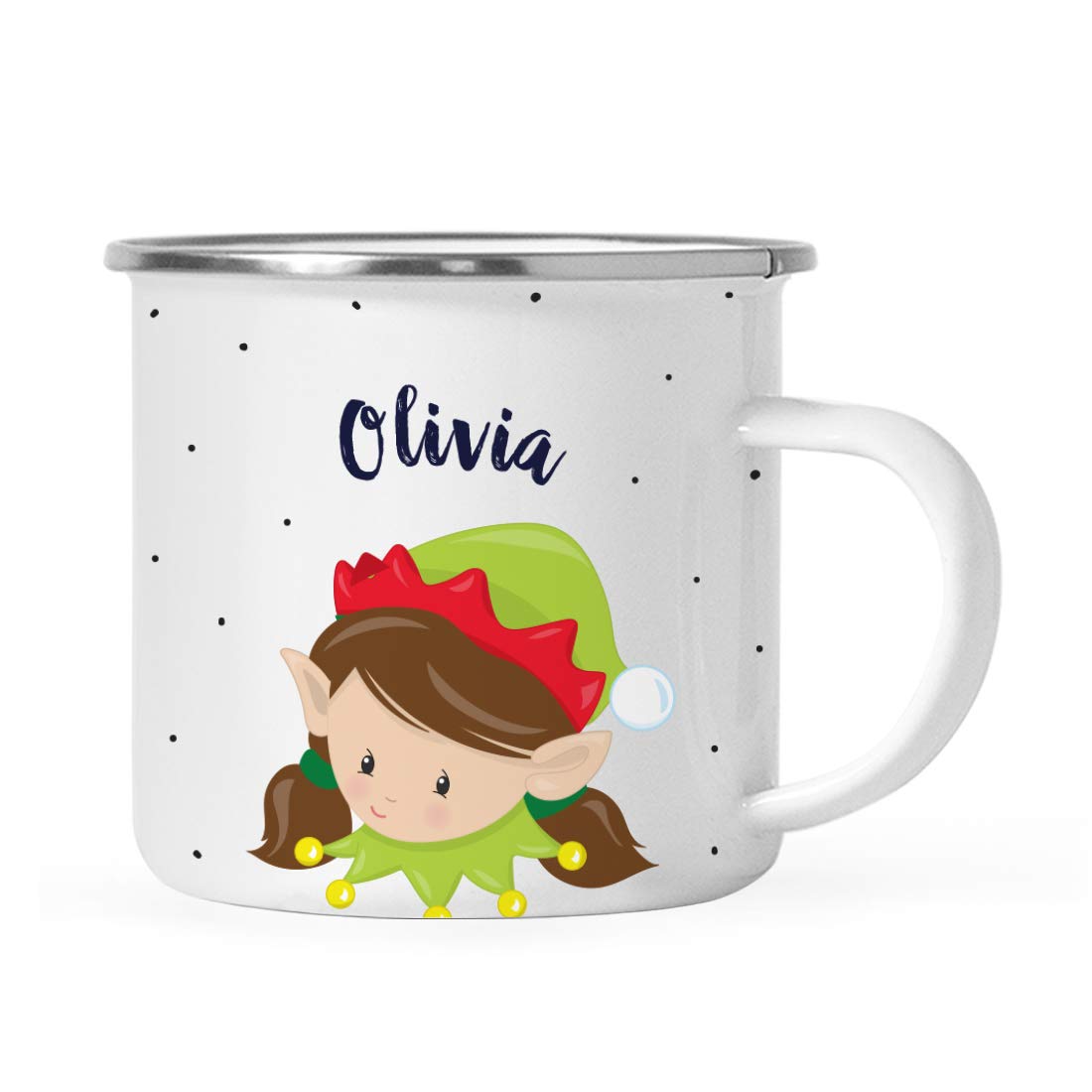 Andaz Press Personalized Name 11oz Kids Christmas Hot Chocolate Mug - Holiday Cat Wreath Design