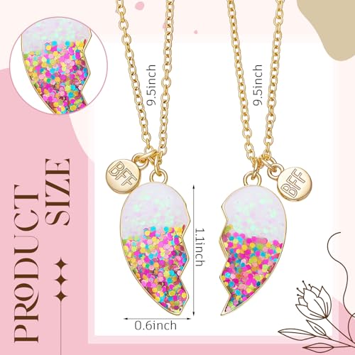 2 Pieces Half Heart Bff Necklace Friendship Necklace for Women Men Friends Birthday Gifts2