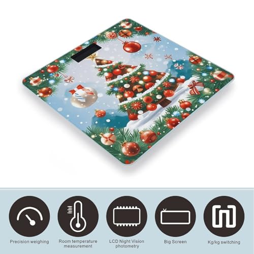 Báscula digital para baño Red Christmas Tree con pantalla LCD miniatura 3